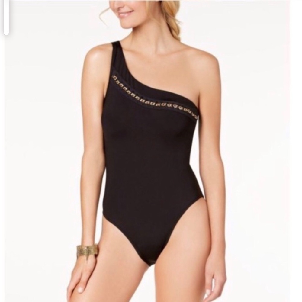 Kenneth Cole Chain Link Asymmetrical  Swimsuit